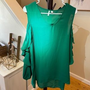 Cato Green Cold Shoulder Blouse